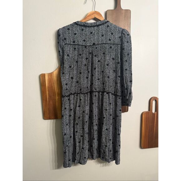 Anthropologie Maeve Black White Polka Dot Chevron Tunic Dress Size Medium - Picture 2 of 5